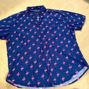 The CUTEST🦩🦩🦩 Flamingo Button-down Shirt L Geometrix Slim Fit Drill